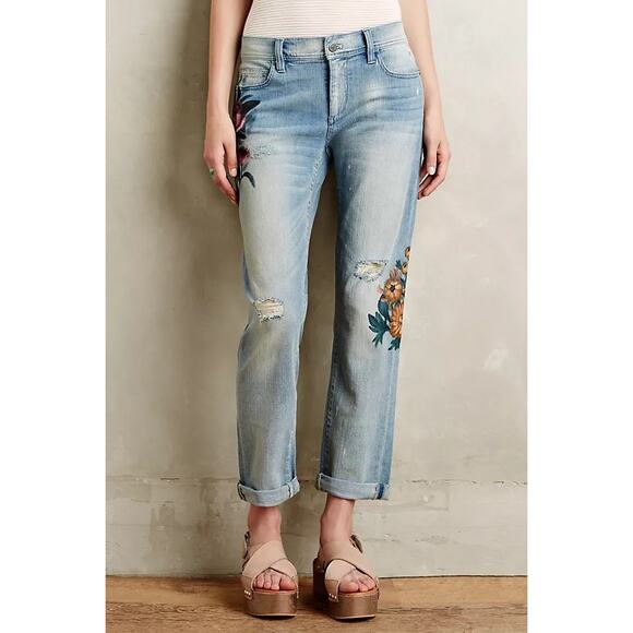 Anthropologie Pilcro Hyphen Rosegarden Straight Jeans Sz 30 - Picture 1 of 10